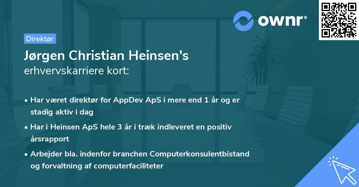 Jørgen Christian Heinsen's erhvervskarriere kort