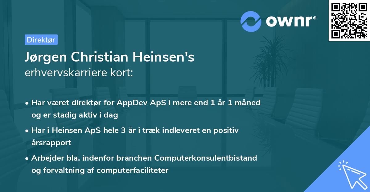 Jørgen Christian Heinsen's erhvervskarriere kort