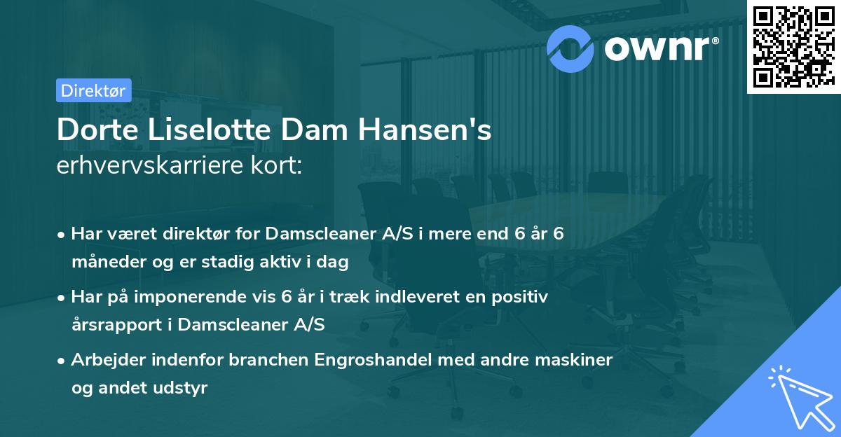 Dorte Liselotte Dam Hansen's erhvervskarriere kort
