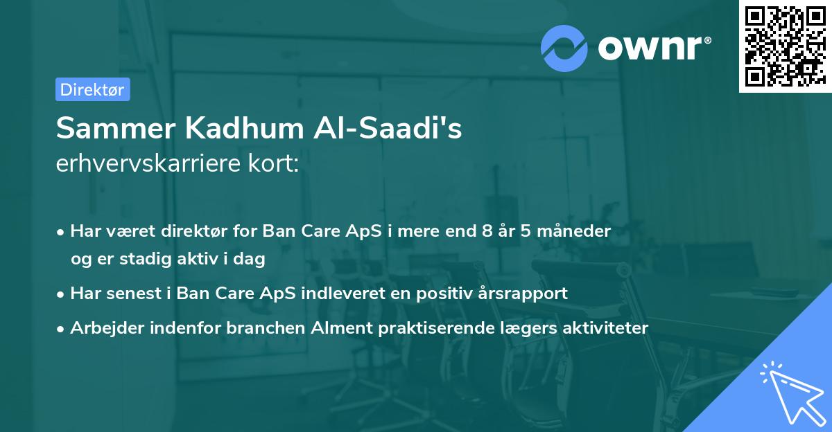 Sammer Kadhum Al-Saadi's erhvervskarriere kort