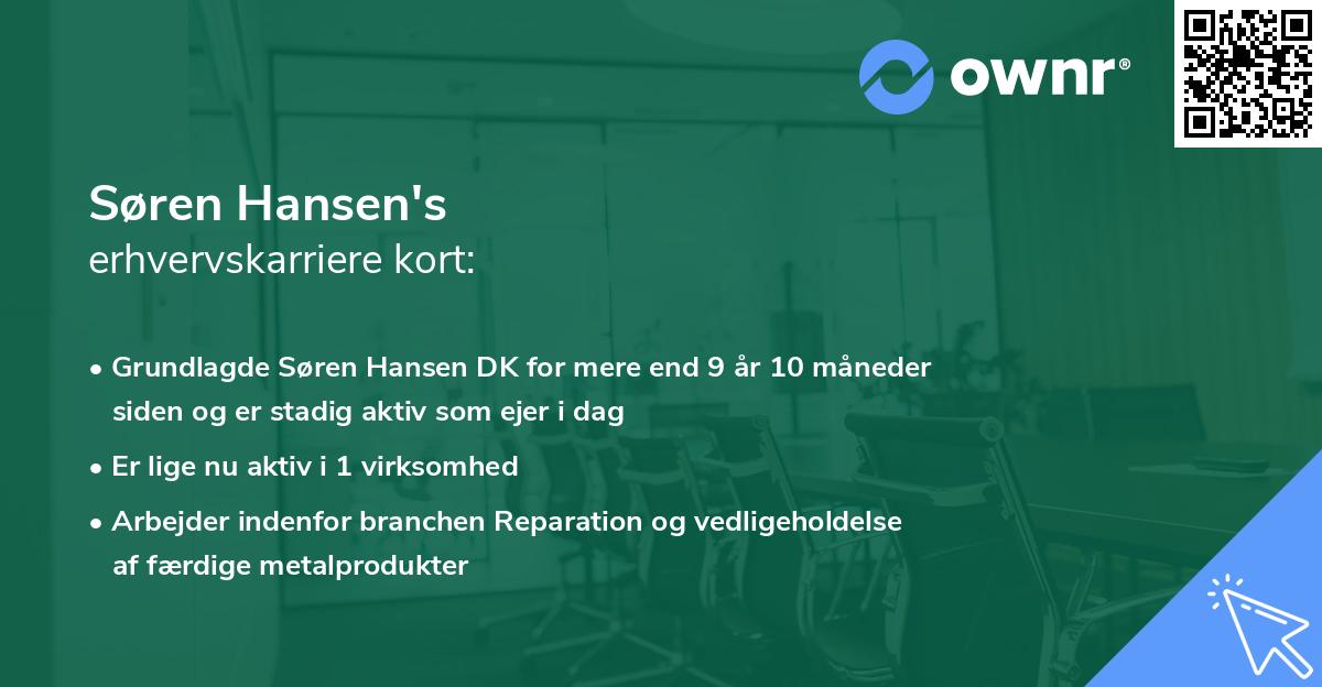 Søren Hansen's erhvervskarriere kort