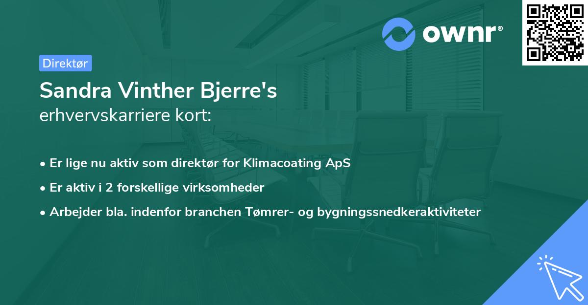 Sandra Vinther Bjerre's erhvervskarriere kort