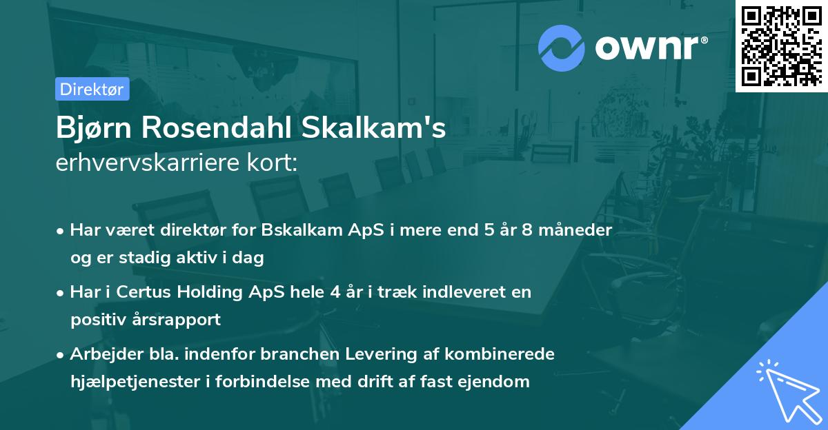 Bjørn Rosendahl Skalkam's erhvervskarriere kort