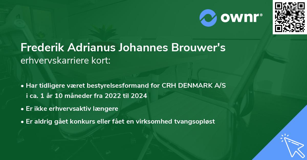 Frederik Adrianus Johannes Brouwer's erhvervskarriere kort