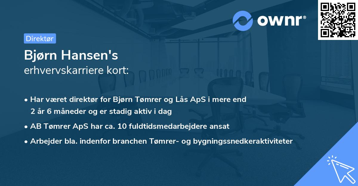 Bjørn Hansen's erhvervskarriere kort