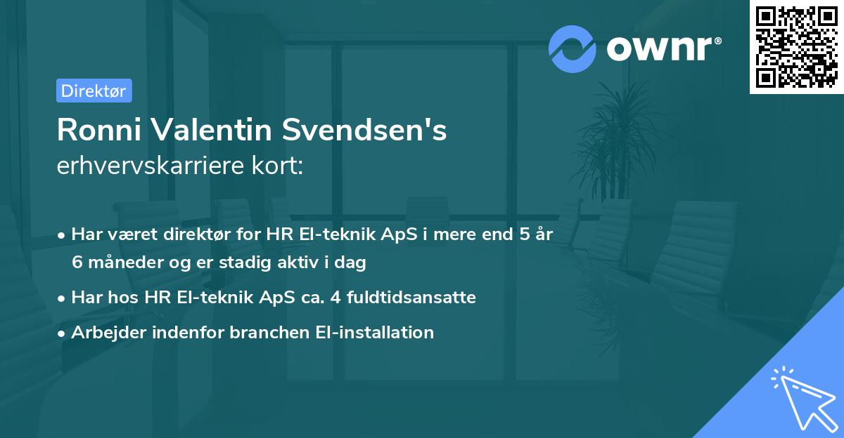 Ronni Valentin Svendsen's erhvervskarriere kort