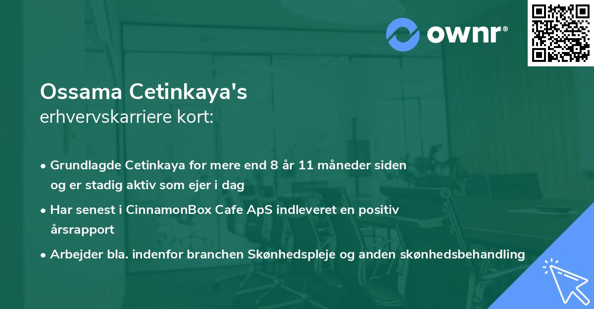 Ossama Cetinkaya's erhvervskarriere kort