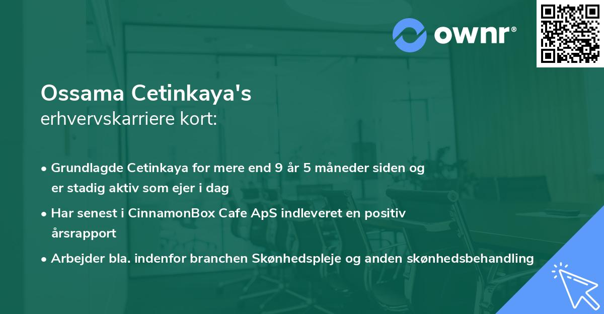 Ossama Cetinkaya's erhvervskarriere kort