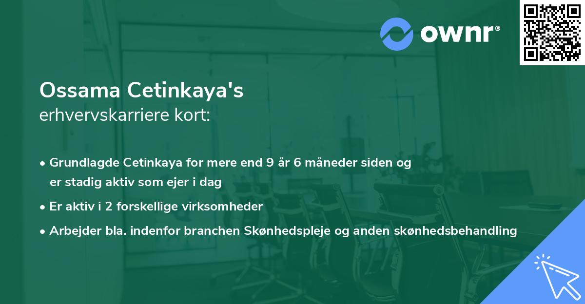 Ossama Cetinkaya's erhvervskarriere kort