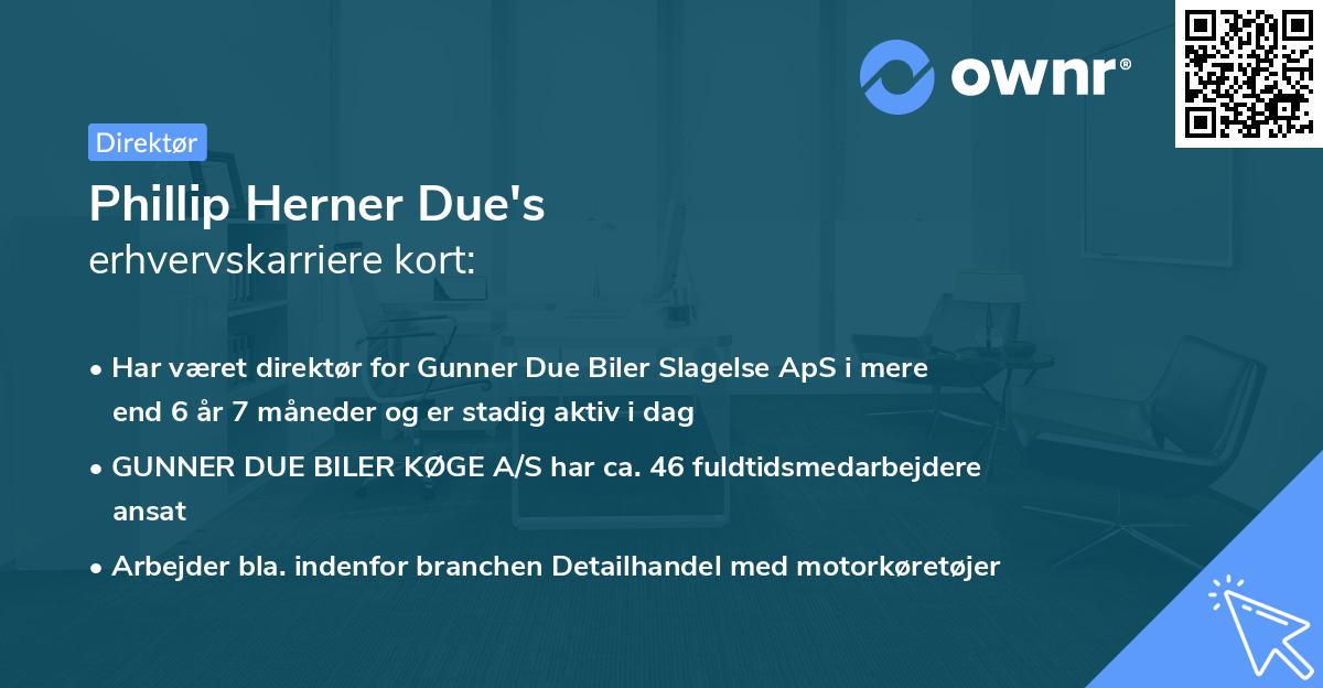 Phillip Herner Due's erhvervskarriere kort