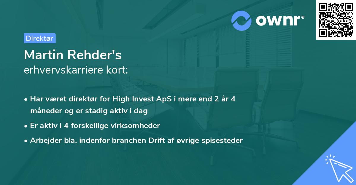 Martin Rehder's erhvervskarriere kort