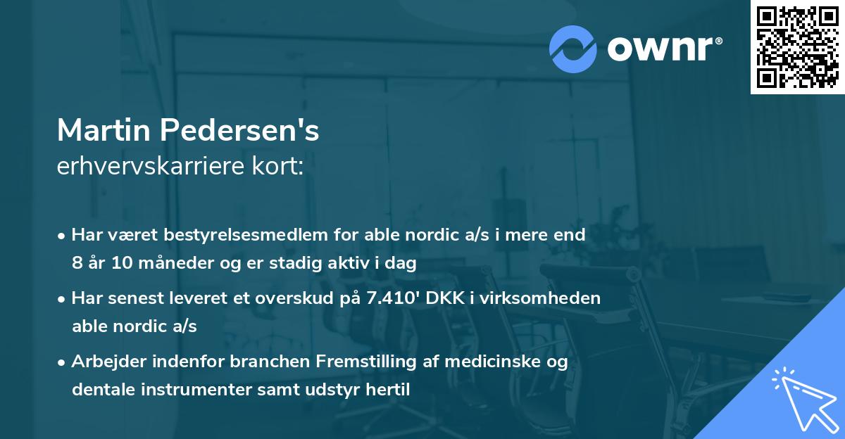 Martin Pedersen's erhvervskarriere kort