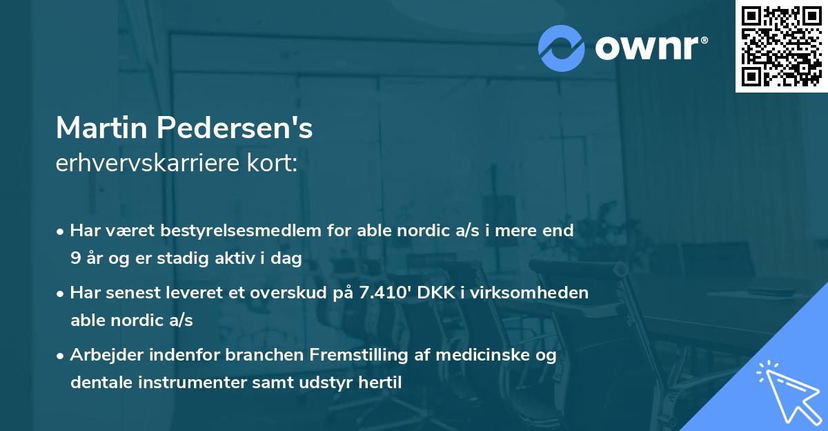 Martin Pedersen's erhvervskarriere kort