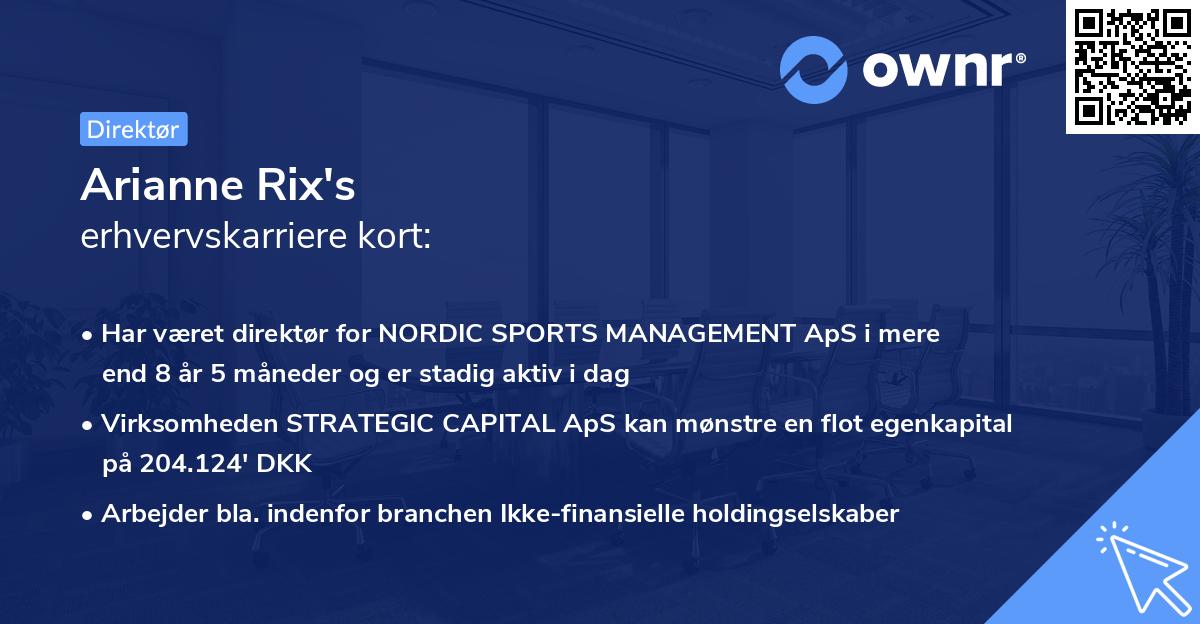 Arianne Rix's erhvervskarriere kort