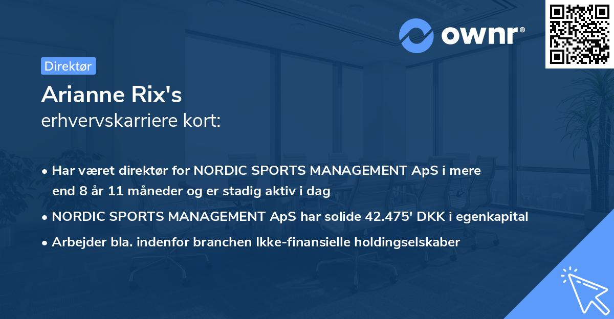 Arianne Rix's erhvervskarriere kort