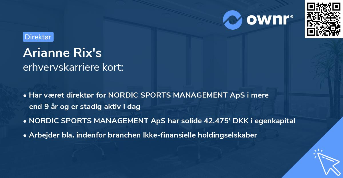 Arianne Rix's erhvervskarriere kort