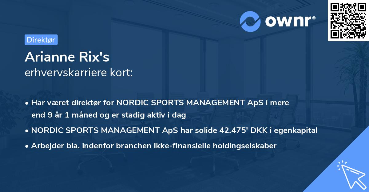Arianne Rix's erhvervskarriere kort