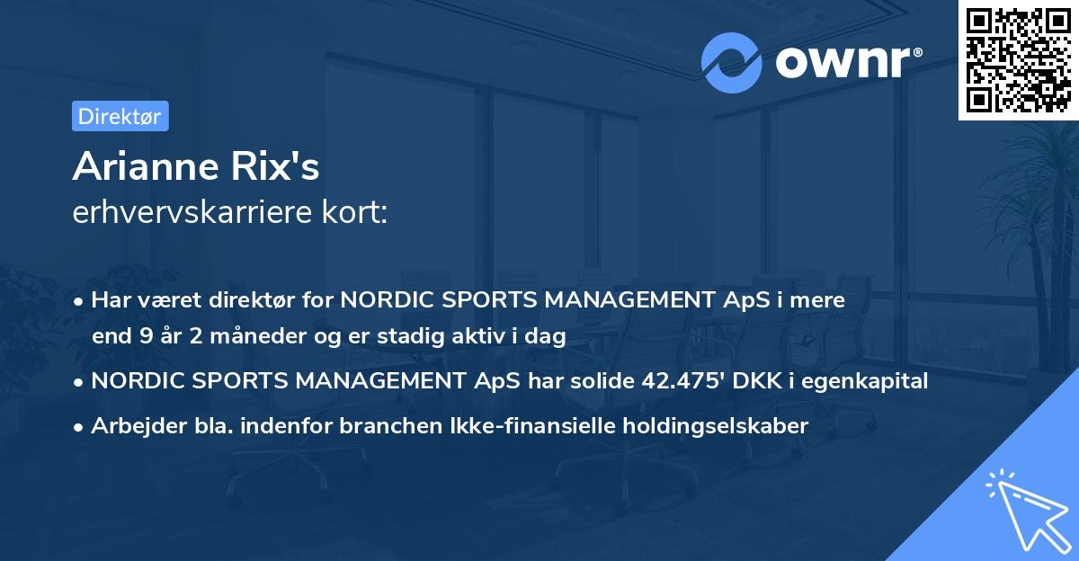 Arianne Rix's erhvervskarriere kort
