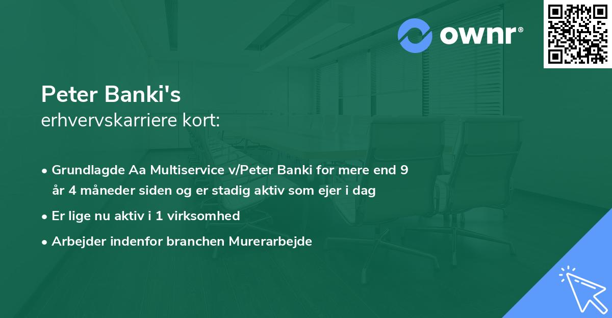 Peter Banki's erhvervskarriere kort