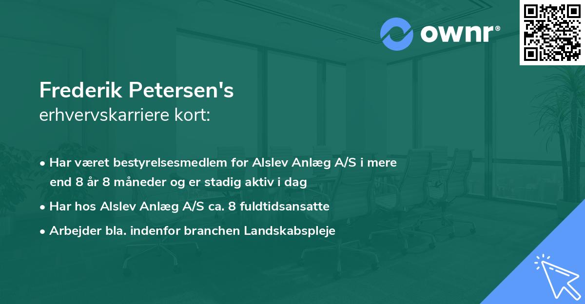Frederik Petersen's erhvervskarriere kort