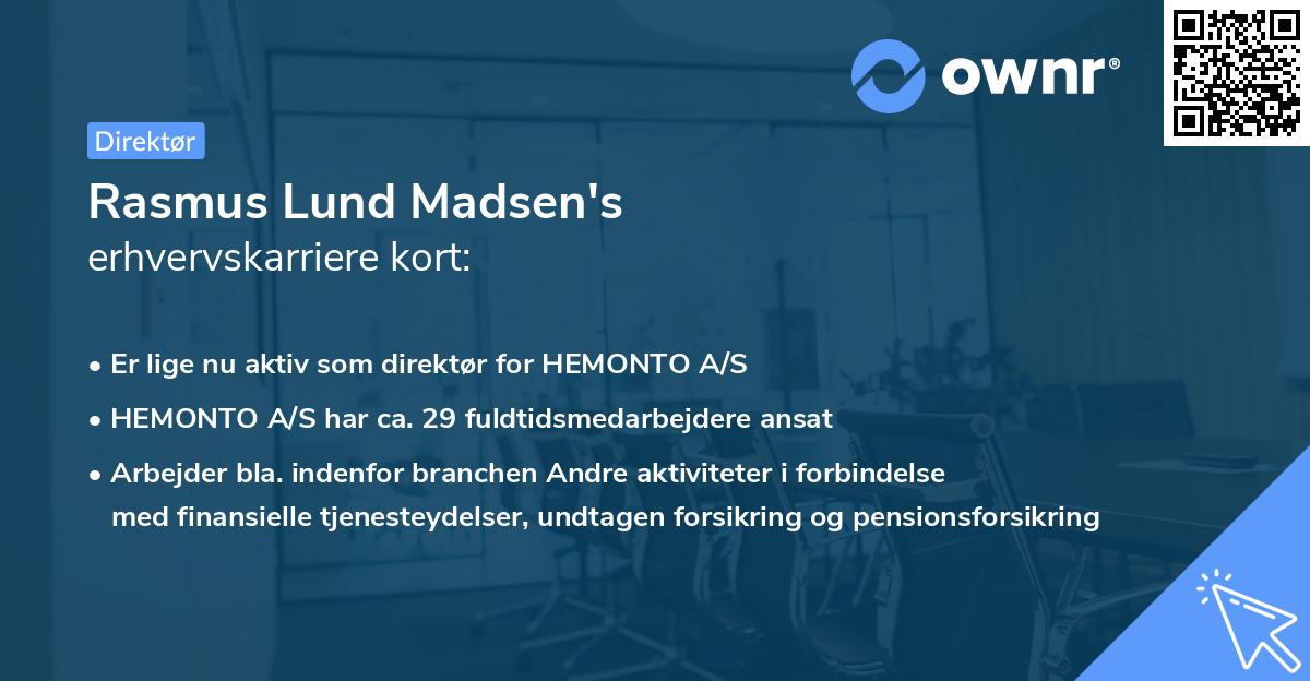 Rasmus Lund Madsen's erhvervskarriere kort