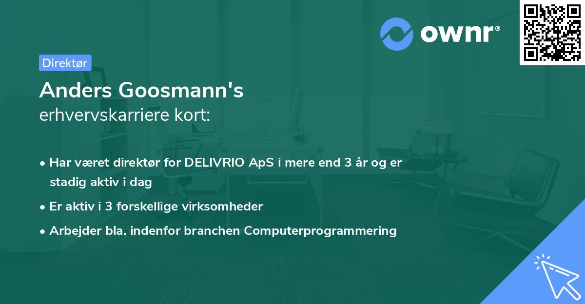 Anders Goosmann's erhvervskarriere kort