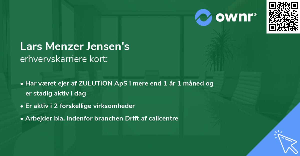 Lars Menzer Jensen's erhvervskarriere kort