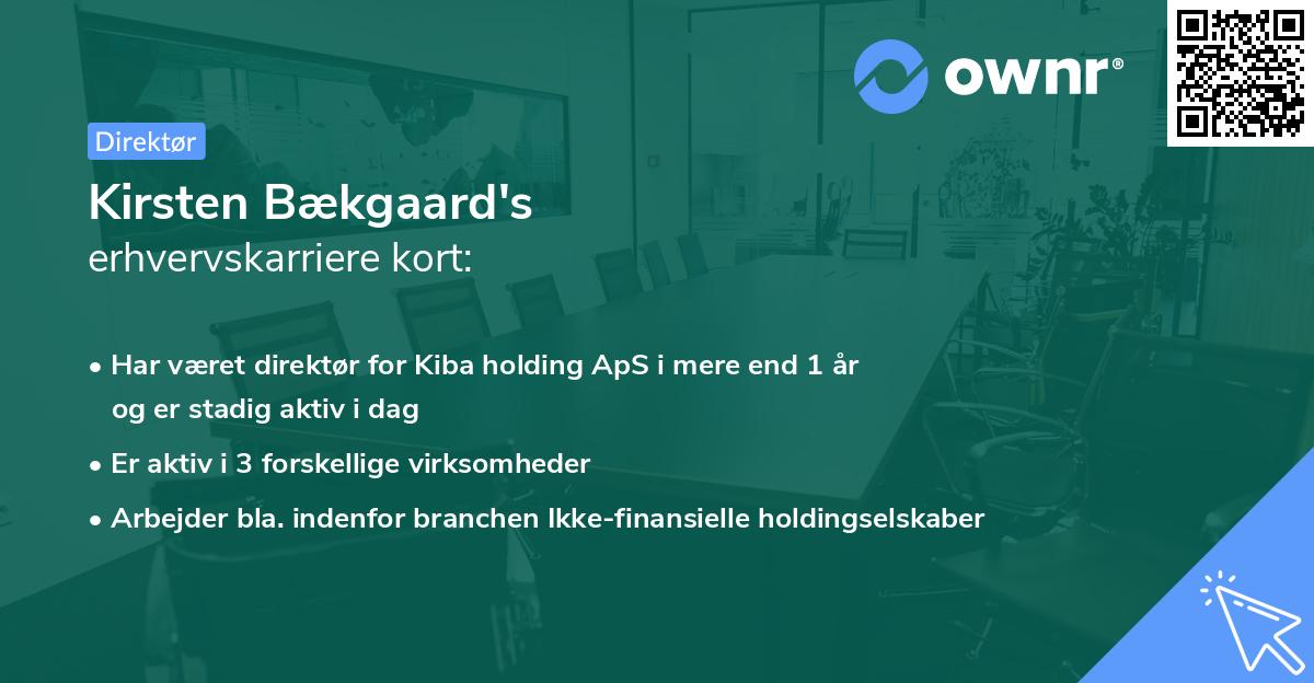 Kirsten Bækgaard's erhvervskarriere kort