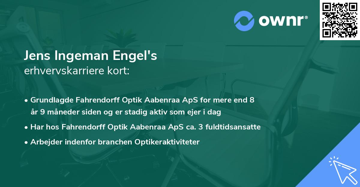 Jens Ingeman Engel's erhvervskarriere kort