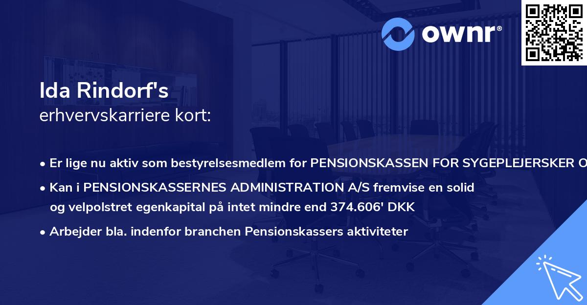 Ida Rindorf's erhvervskarriere kort