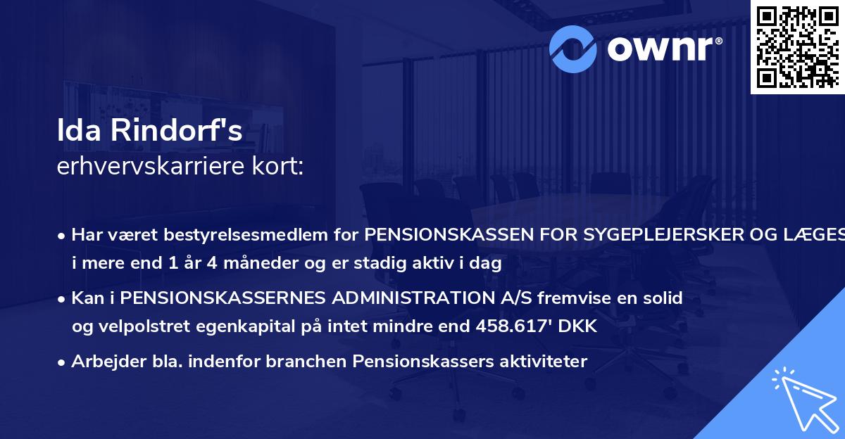 Ida Rindorf's erhvervskarriere kort