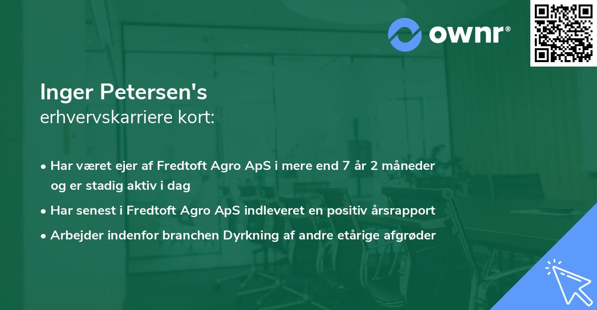 Inger Petersen's erhvervskarriere kort