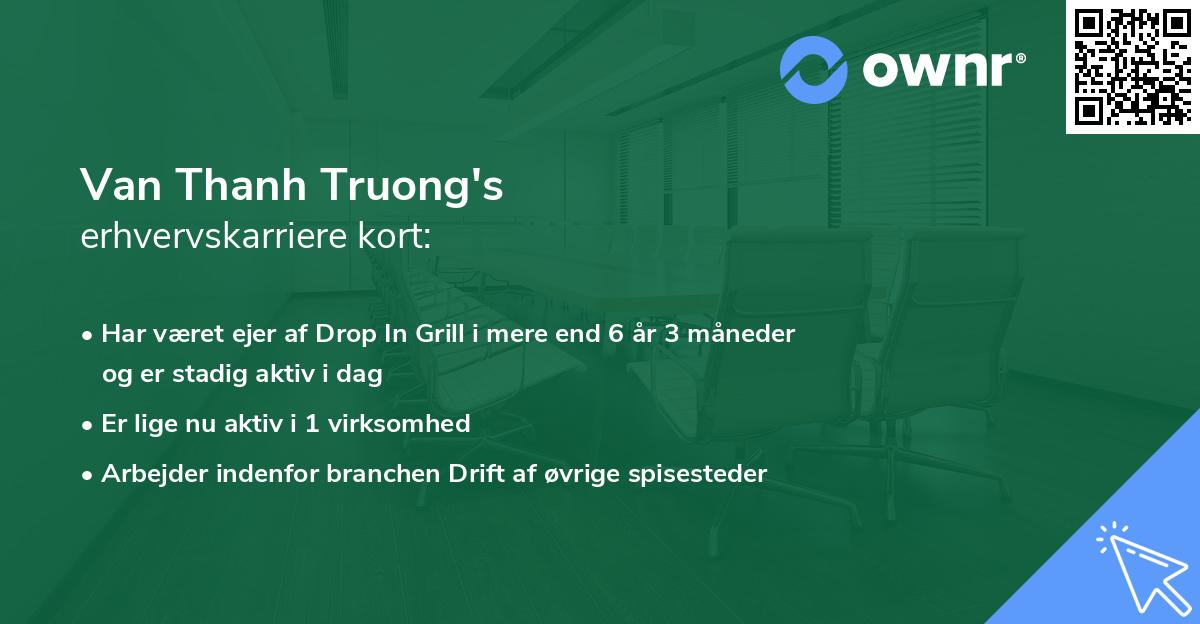 Van Thanh Truong's erhvervskarriere kort