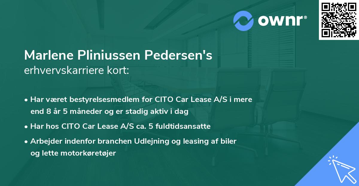 Marlene Pliniussen Pedersen's erhvervskarriere kort