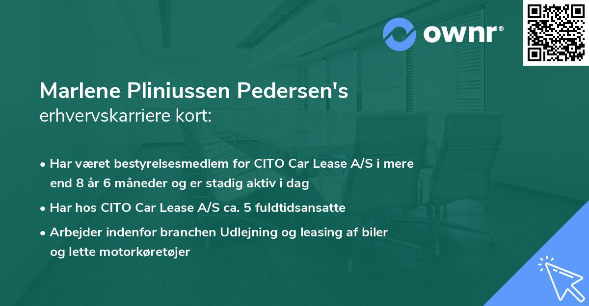 Marlene Pliniussen Pedersen's erhvervskarriere kort