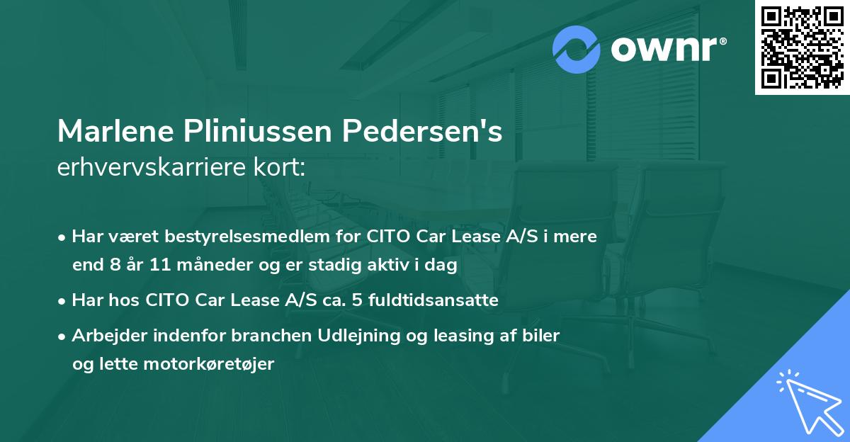 Marlene Pliniussen Pedersen's erhvervskarriere kort