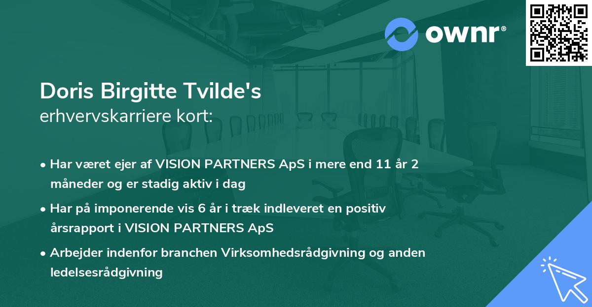 Doris Birgitte Tvilde's erhvervskarriere kort