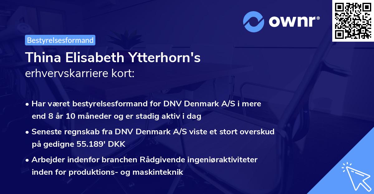 Thina Elisabeth Ytterhorn's erhvervskarriere kort