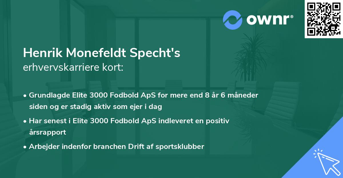 Henrik Monefeldt Specht's erhvervskarriere kort