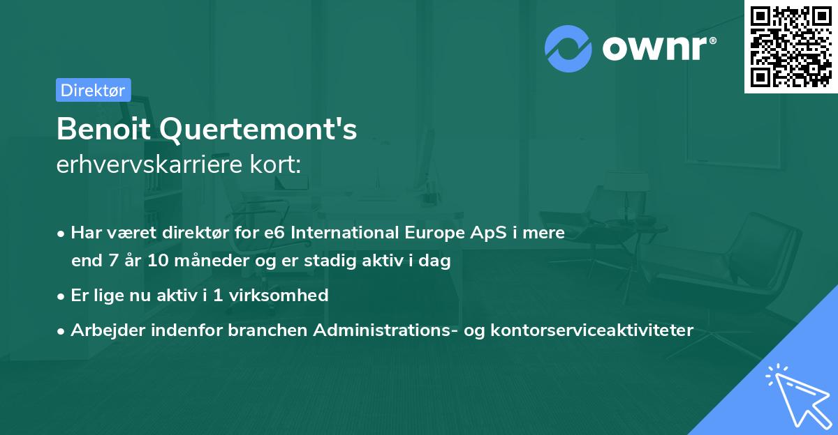 Benoit Quertemont's erhvervskarriere kort
