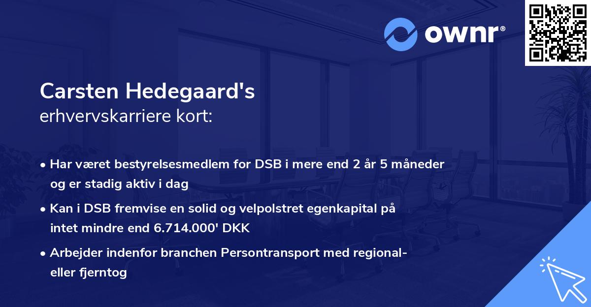 Carsten Hedegaard's erhvervskarriere kort