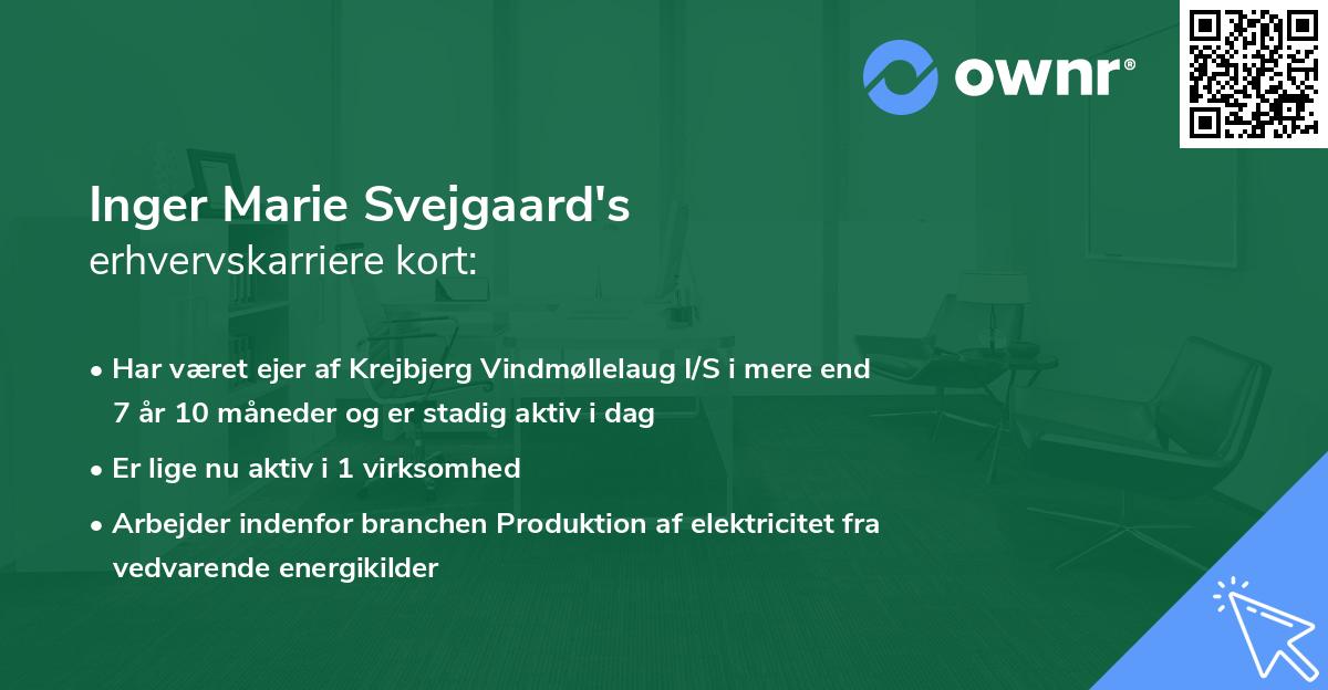 Inger Marie Svejgaard's erhvervskarriere kort