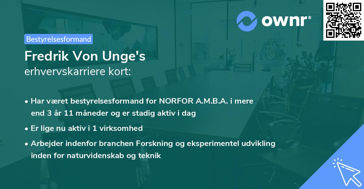 Fredrik Von Unge's erhvervskarriere kort