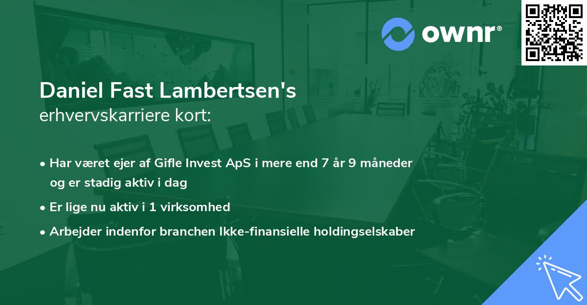 Daniel Fast Lambertsen's erhvervskarriere kort