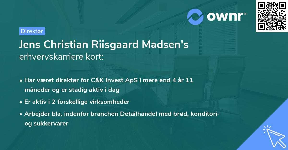 Jens Christian Riisgaard Madsen's erhvervskarriere kort