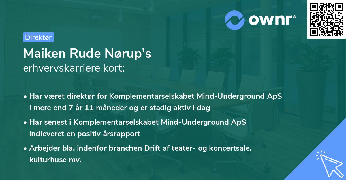 Maiken Rude Nørup's erhvervskarriere kort