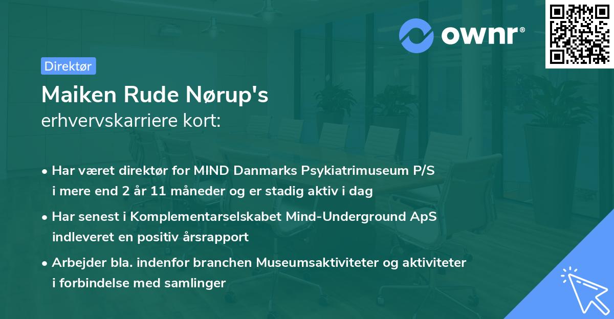 Maiken Rude Nørup's erhvervskarriere kort
