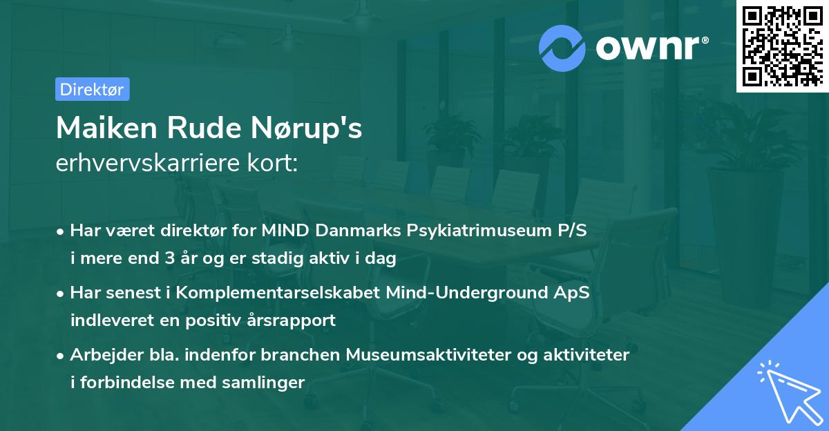 Maiken Rude Nørup's erhvervskarriere kort