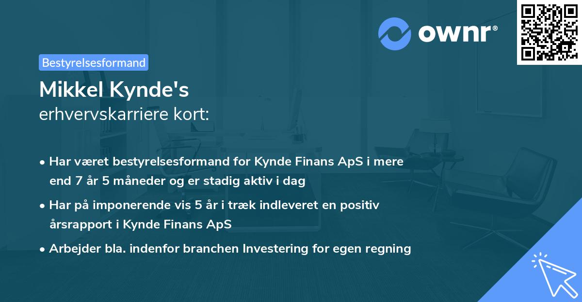 Mikkel Kynde's erhvervskarriere kort