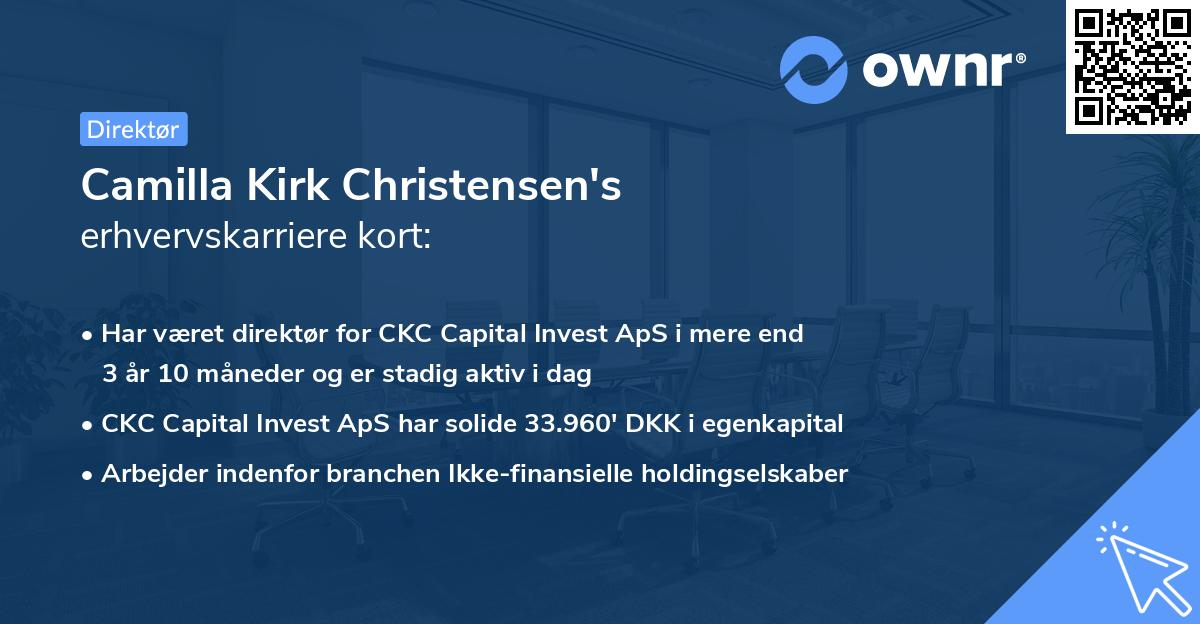 Camilla Kirk Christensen's erhvervskarriere kort